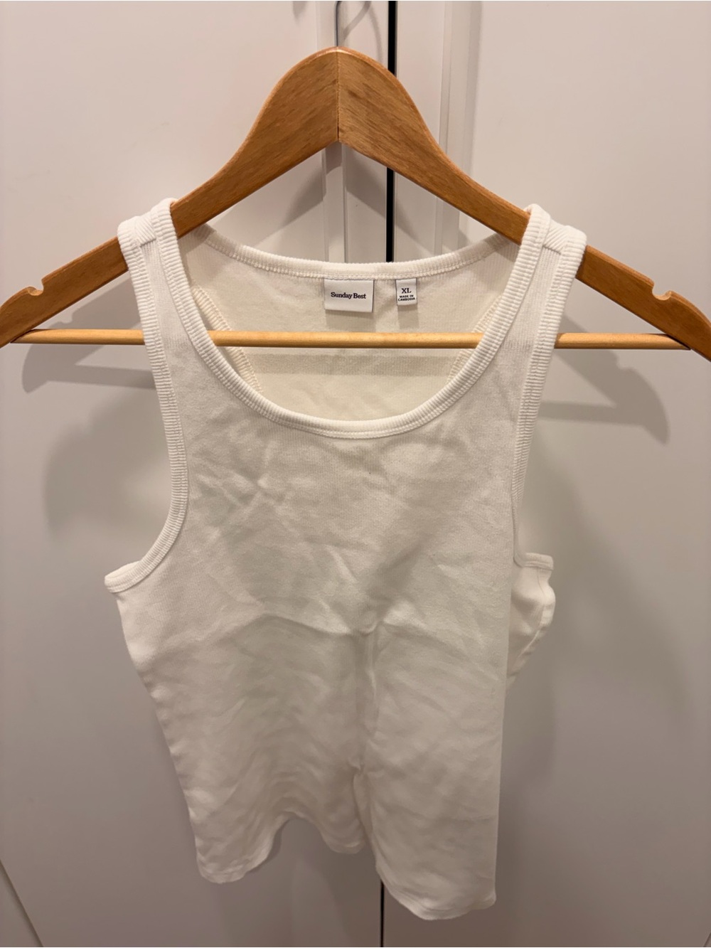 Sunday Best White Ribbed Scoop Tank